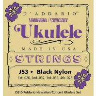 D' Addario Hawaiian/Concert Ukulele Strings Set Black Nylon Strings J53