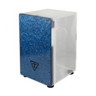 Tycoon 29 Series Clear Acrylic Cajon With Blue Makah-Burl Front Plate TKX-29