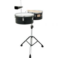 Tycoon 13+14 inch Black Powder Coated Shell Timbales TTI-1314 B
